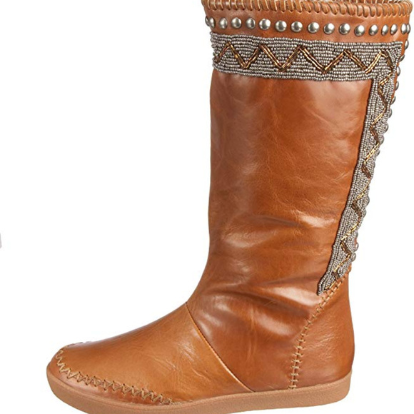 HOUSE OF HARLOW 1960 WILLA BOOTS LEATHER BEAD EU36 - Picture 2 of 8